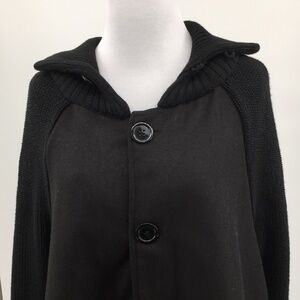 Oasap Black Knit Swing Coat Sweater Womens Large Mock‎ Neck gothic Vampy